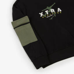 iDO-Boys Black & Green Slogan Print Hooded Tracksuit  | Childrensalon