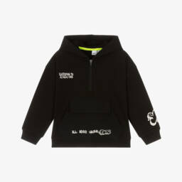 Boys Black Half Zip Hooded Sweatshirt