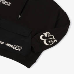 iDO-Boys Black Half Zip Hooded Sweatshirt | Childrensalon