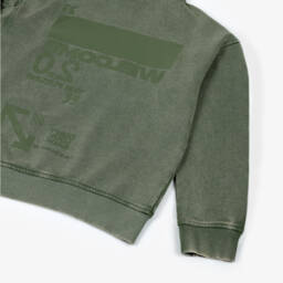 iDO-Худи зелёное из хлопка с эффектом потертости для мальчиков | Childrensalon