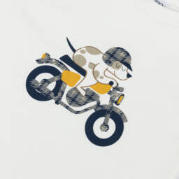 iDO-Boys Ivory Cotton Jersey Long-Sleeved Top | Childrensalon