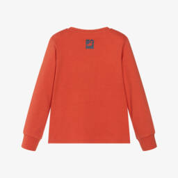 iDO-Boys Orange Cotton Bouclé Dinosaur Top | Childrensalon