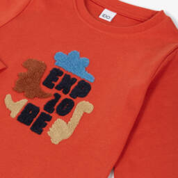 iDO-Boys Orange Cotton Bouclé Dinosaur Top | Childrensalon