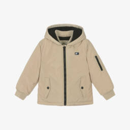 iDO-Boys Silky Beige Hooded Waterproof Coat | Childrensalon