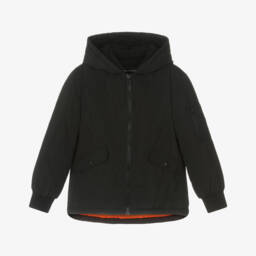 iDO-Boys Silky Black Waterproof Coat with Hood | Childrensalon