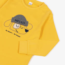 iDO-Boys Yellow Cotton Top with Embroidered Dog | Childrensalon