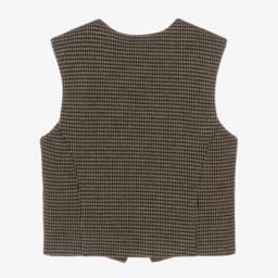 iDO Junior-Girls Beige & Black Houndstooth Waistcoat | Childrensalon