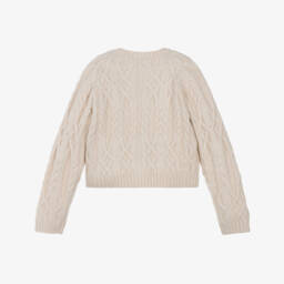 iDO-Girls Beige Cable Knit Glitter Cardigan | Childrensalon