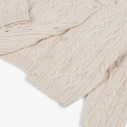 iDO-Girls Beige Cable Knit Glitter Cardigan | Childrensalon