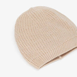 iDO-Girls Beige Chenille Knit Beanie Hat | Childrensalon
