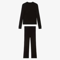 iDO-Girls Black Ribbed Knit Cardigan & Trouser Set | Childrensalon