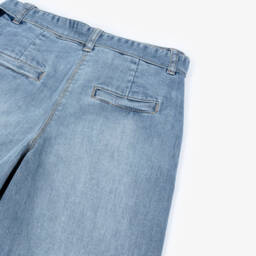 iDO-Girls Blue Wide Leg Denim Jeans with Belt | Childrensalon