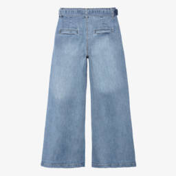 iDO-Girls Blue Wide Leg Denim Jeans with Belt | Childrensalon
