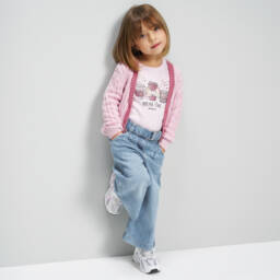 iDO-Джинсы голубые широкие с ремнем для девочек | Childrensalon