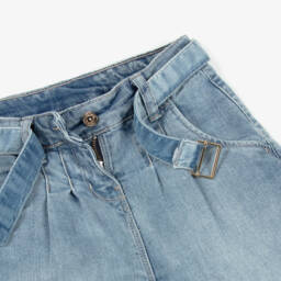 iDO-Джинсы голубые широкие с ремнем для девочек | Childrensalon