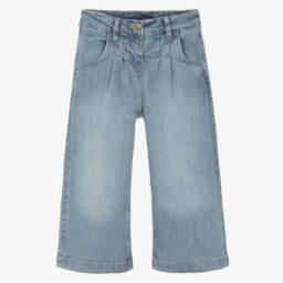 iDO-Джинсы голубые широкие с ремнем для девочек | Childrensalon