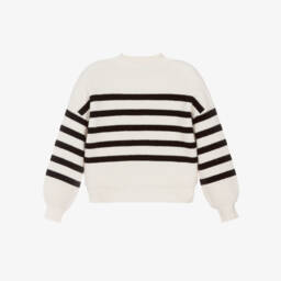 iDO-Girls Ivory & Black Striped Knitted Sweater | Childrensalon