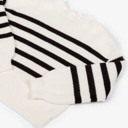 iDO-Girls Ivory & Black Striped Knitted Sweater | Childrensalon