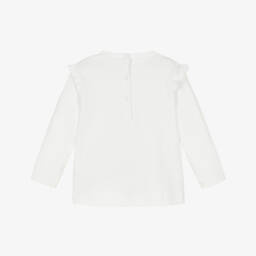 iDO Mini-Girls Ivory Cotton Ruffle Top | Childrensalon