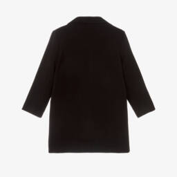 iDO-Girls Long Black Double Breasted Coat | Childrensalon