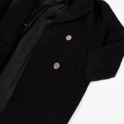 iDO-Girls Long Black Double Breasted Coat | Childrensalon