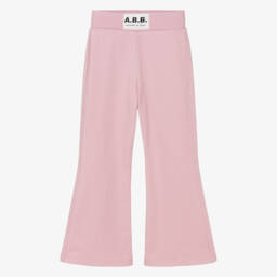 Girls Pale Pink Cotton Jersey Joggers