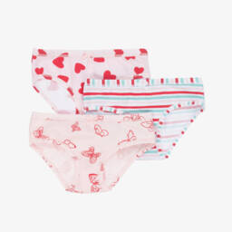 iDO Junior-Girls Pink Cotton Knickers (3 Pack) | Childrensalon