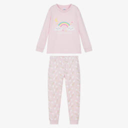 iDO Baby-Girls Pink Cotton Rainbow Pyjamas | Childrensalon