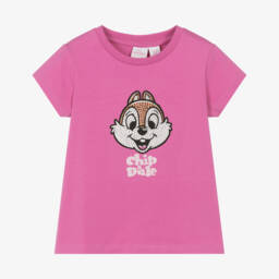 iDO Baby-Girls Pink Disney Cotton T-Shirt with Diamantés | Childrensalon