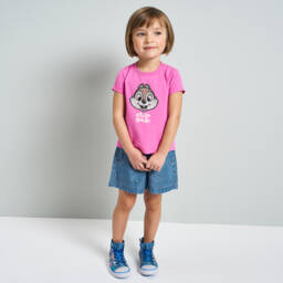 iDO Baby-Girls Pink Disney Cotton T-Shirt with Diamantés | Childrensalon