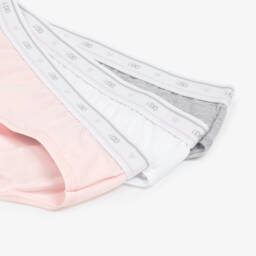 iDO Junior-Girls Pink & Grey Cotton Knickers (3 Pack) | Childrensalon