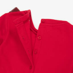 iDO-Girls Red Tartan Jersey & Tulle Dress | Childrensalon