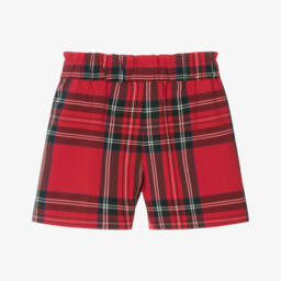 iDO-Girls Red Tartan Shorts with Front Ties | Childrensalon