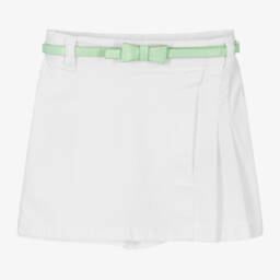 iDO Baby-Girls White Cotton Skort With Glittery Belt | Childrensalon