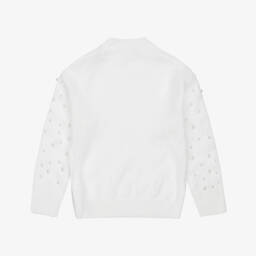 iDO-Girls White Knitted Sweater with Faux Pearls | Childrensalon