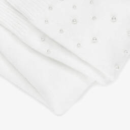 iDO-Girls White Knitted Sweater with Faux Pearls | Childrensalon