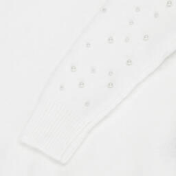 iDO-Girls White Knitted Sweater with Faux Pearls | Childrensalon