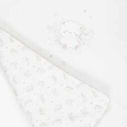 iDO-Ivory & Beige Teddy Bear Padded Velour Blanket (98cm) | Childrensalon