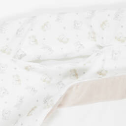 iDO-Ivory & Beige Teddy Bear Padded Velour Blanket (98cm) | Childrensalon