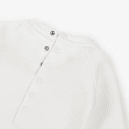 iDO-Ivory Cotton Jersey Teddy Bear Babygrow | Childrensalon