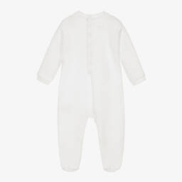 iDO-Ivory Cotton Jersey Teddy Bear Babygrow | Childrensalon