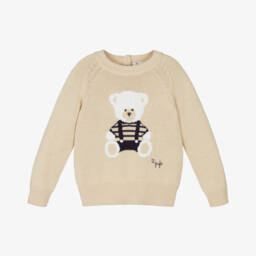 Il Gufo-Baby Boys Beige Organic Cotton Sweater | Childrensalon