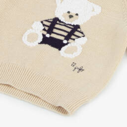 Il Gufo-Baby Boys Beige Organic Cotton Sweater | Childrensalon
