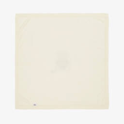 Il Gufo-Baby Boys Ivory & Blue Cotton Knit Bear Blanket (70cm) | Childrensalon
