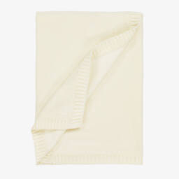 Il Gufo-Baby Boys Ivory & Pink Cotton Knit Bear Blanket (70cm) | Childrensalon