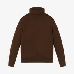 Il Gufo-Boys Brown Wool Roll Neck Sweater | Childrensalon