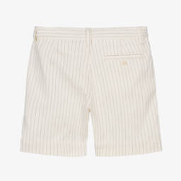 Il Gufo-Boys Ivory Pinstripe Cotton Shorts | Childrensalon
