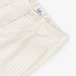 Il Gufo-Boys Ivory Pinstripe Cotton Shorts | Childrensalon