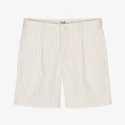 Il Gufo-Boys Ivory Pinstripe Cotton Shorts | Childrensalon