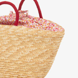 Il Gufo-Girls Beige Straw Bag (35cm) | Childrensalon